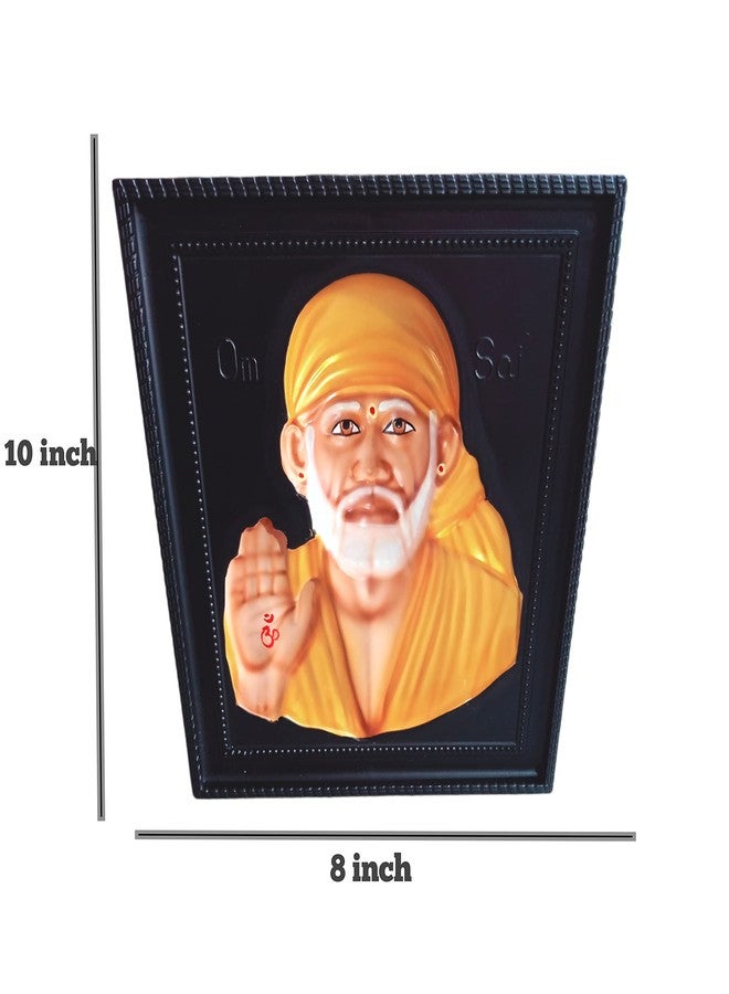 OM SAI إطارات الصور الرخامية OM SAI SaiBaba 3D للمعبد وديكور المنزل | ساي بابا إطار الصورة | ساي بابا | تحفة ديكور المنزل (برتقالي) - Image 4